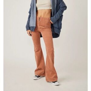 We The Free Jayde Cord Flare Jeans Sunburn Pastel Pink SZ 311